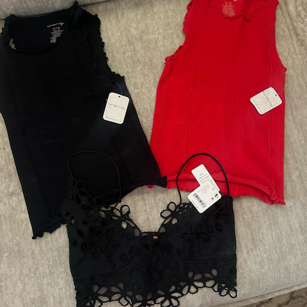 NWT Free People Black and Red Tank Tops
